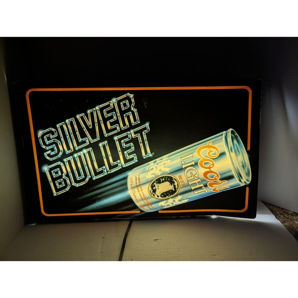 1984 Coors Light Silver Bullet Lighted Sign Bar Man Cave Advertising Display